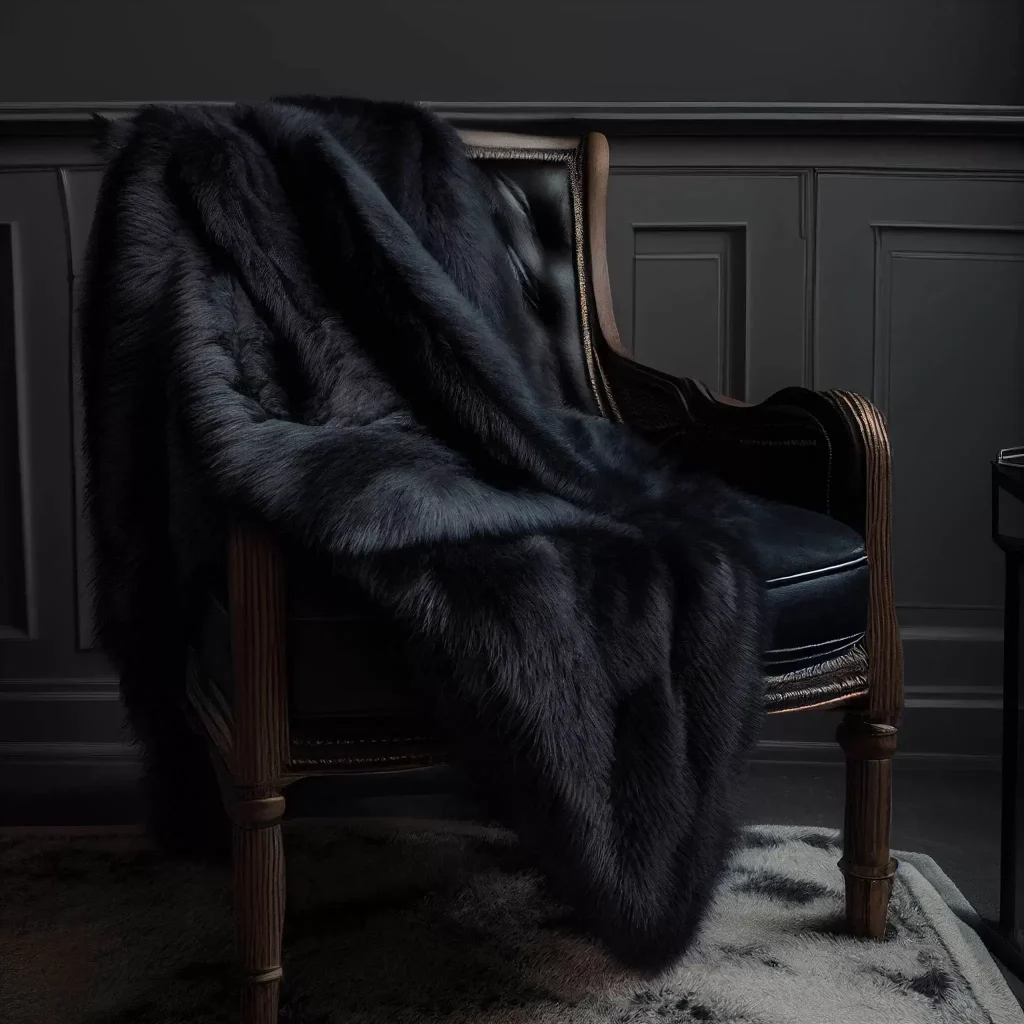 Black Fur Throw on a chair