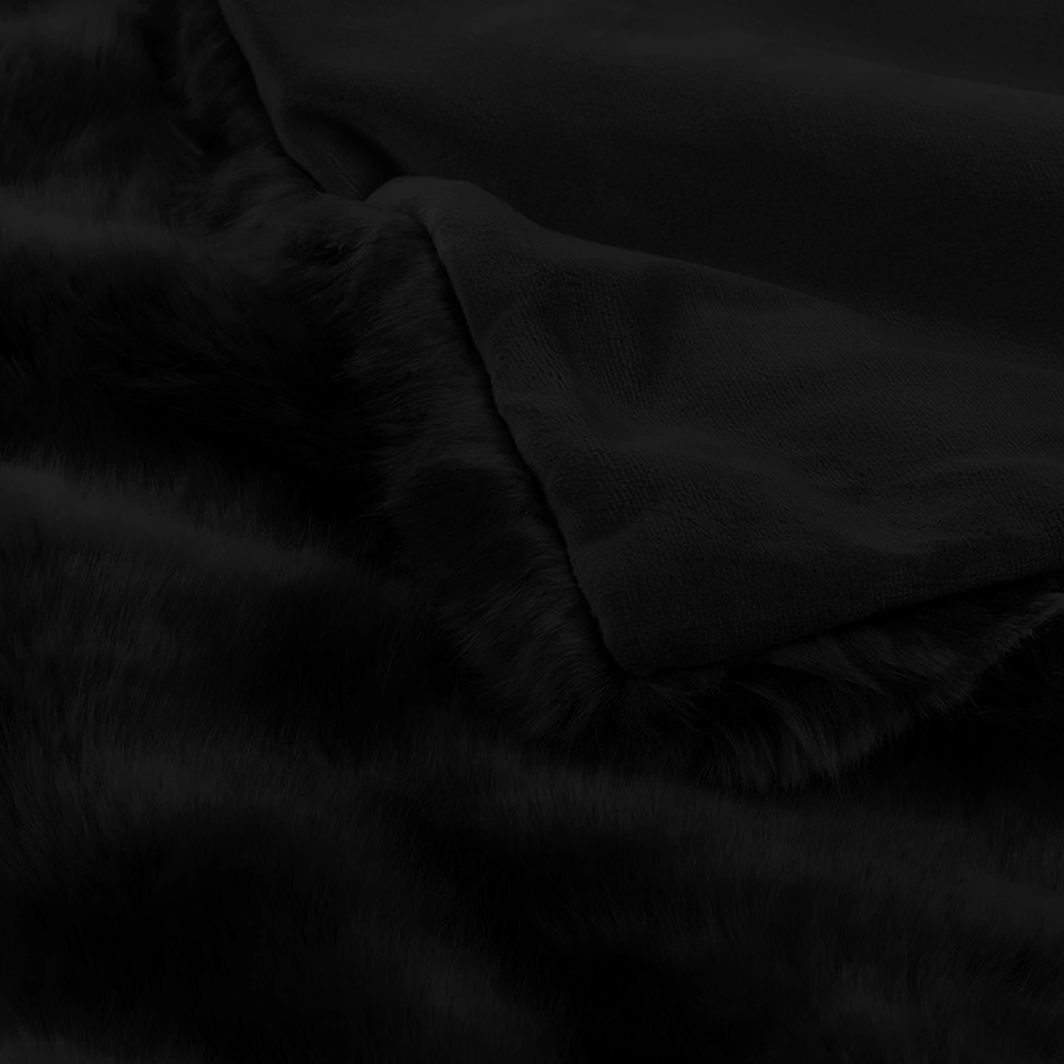 Boreal Black Wolf Faux Fur Throw