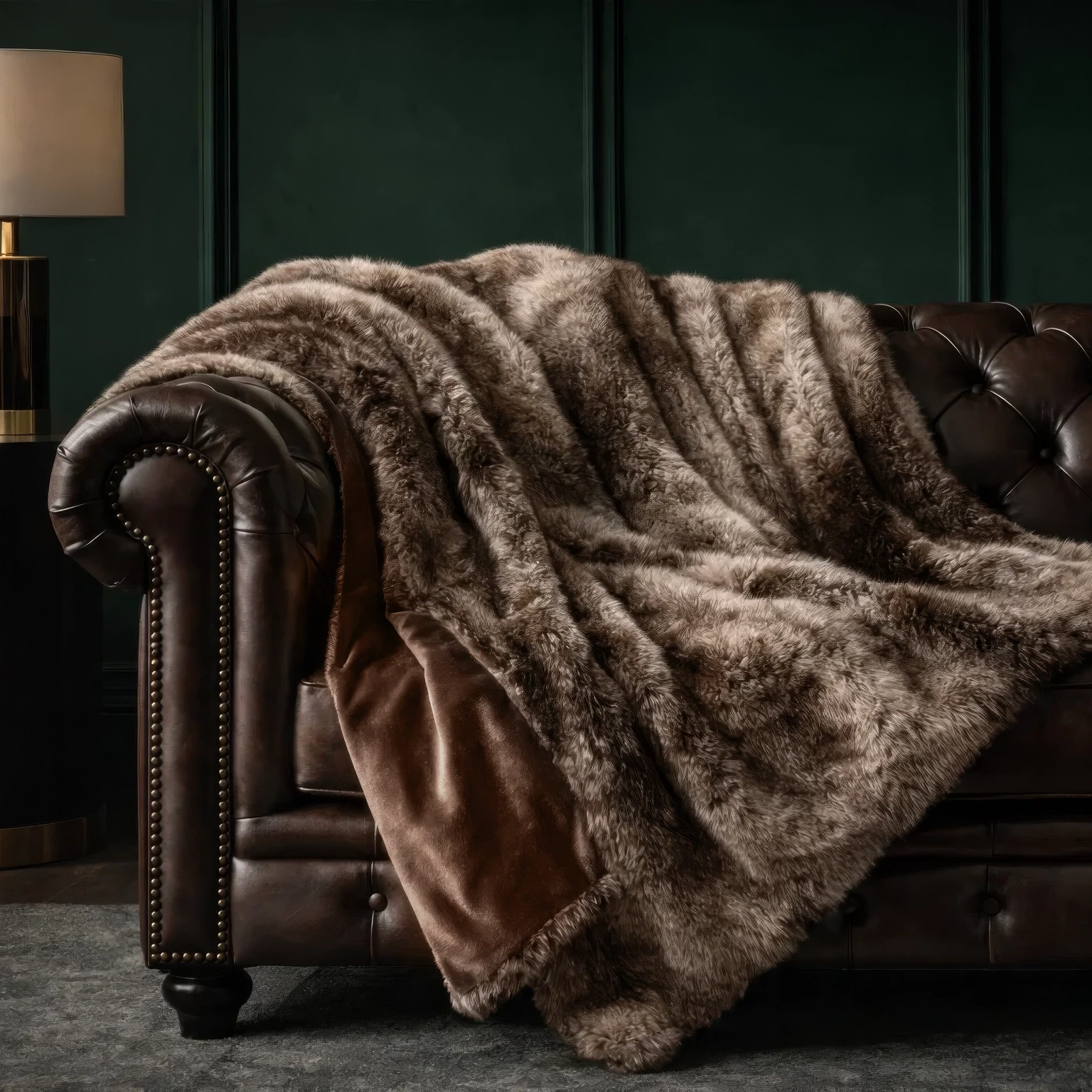 Timber Wolf Faux Fur Throw