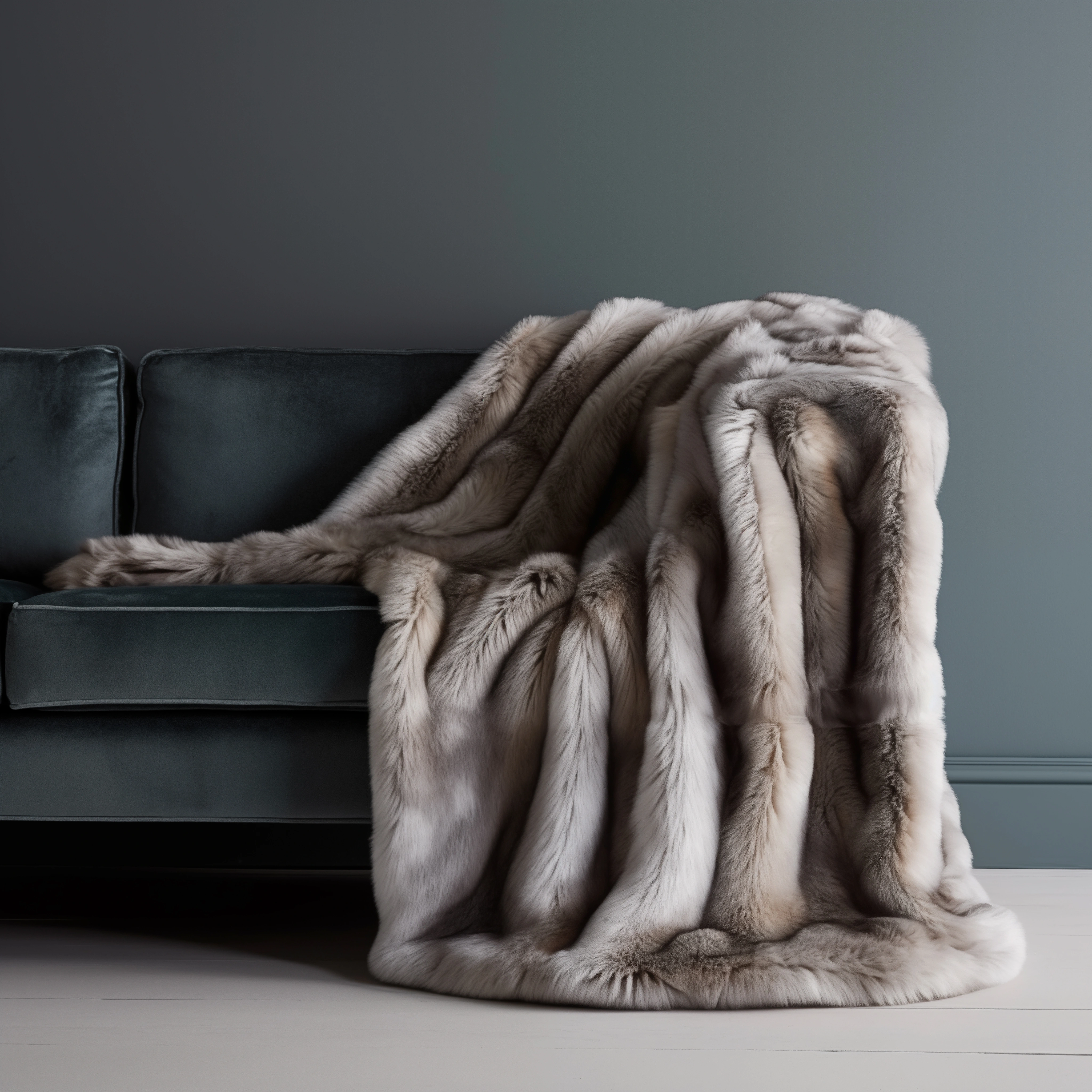 Mountain Grey Wolf Faux Fur Throw