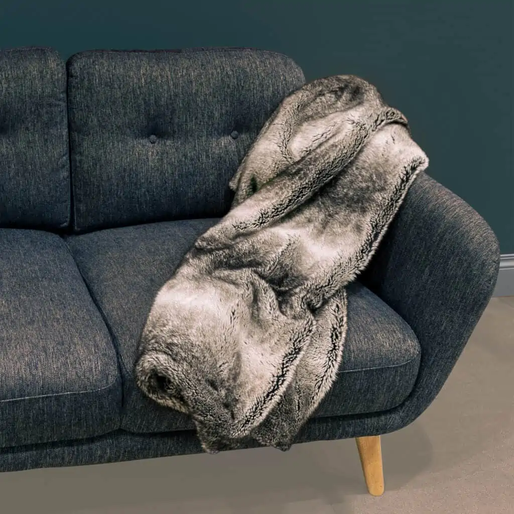 Arctic Grey Wolf Faux Fur Throw