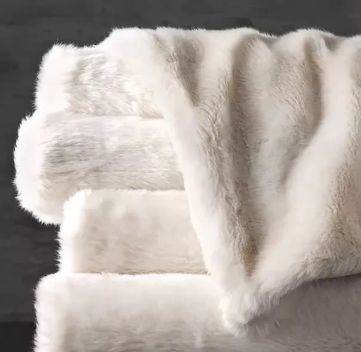Arctic White Wolf Faux Fur Throw