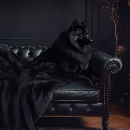 Boreal black wolf faux fur throw - wolf on sofa